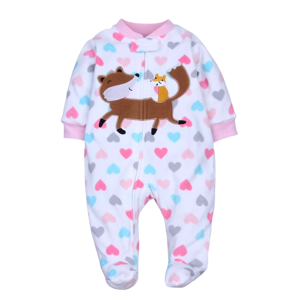 Newborn Baby Romper Spring Autumn Fleece Zipper Boy Girl Paj 5