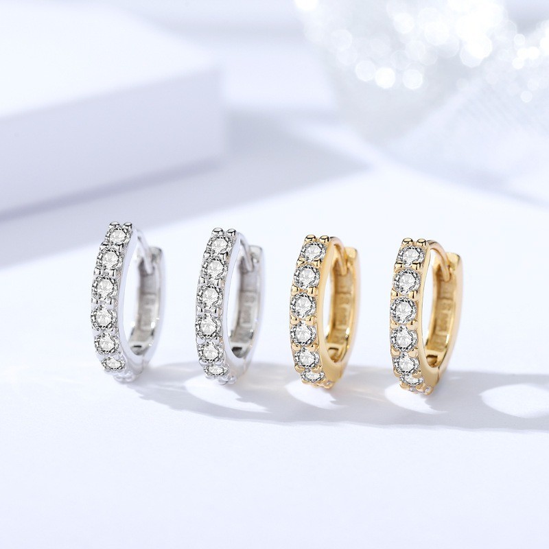 925 Sterling Silver Zirconia Huggie Hoop Earrings 5