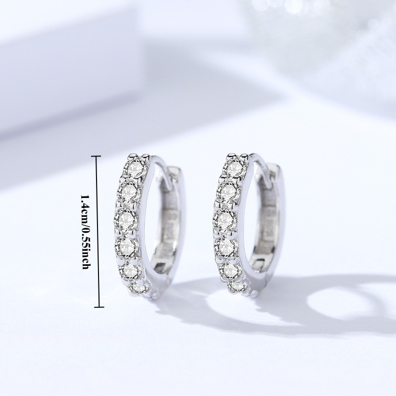 925 Sterling Silver Zirconia Huggie Hoop Earrings 6