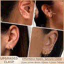 5 Pairs 14K Gold Plated Huggie Hoop Earrings 6
