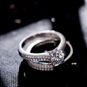 1 pair Vintage Halo 925 Sterling Silver Wedding Ring Set 2