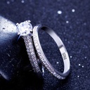 1 pair Vintage Halo 925 Sterling Silver Wedding Ring Set 3