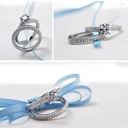 1 pair Vintage Halo 925 Sterling Silver Wedding Ring Set 4