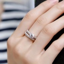 1 pair Vintage Halo 925 Sterling Silver Wedding Ring Set 5