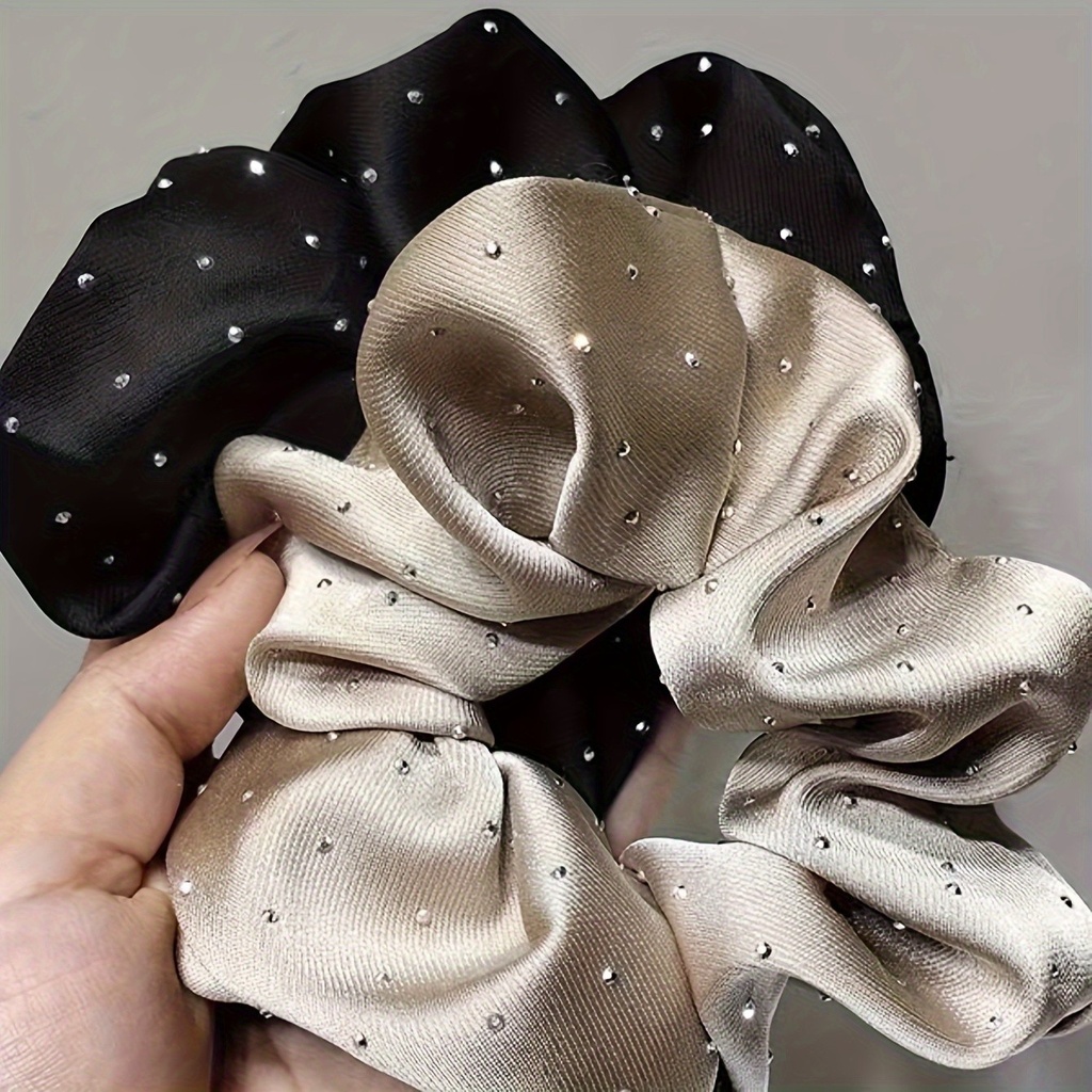 1/3PCS Satin Scrunchies With Rhinestones Decor - Soft And Co 2