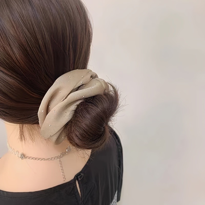 1/3PCS Satin Scrunchies With Rhinestones Decor - Soft And Co 4