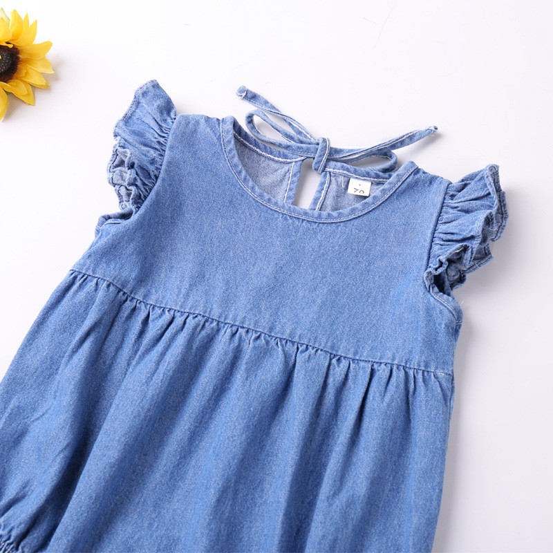 Baby Girls Rompers Toddler Ruffles Romper Cotton Denim Fly S 4