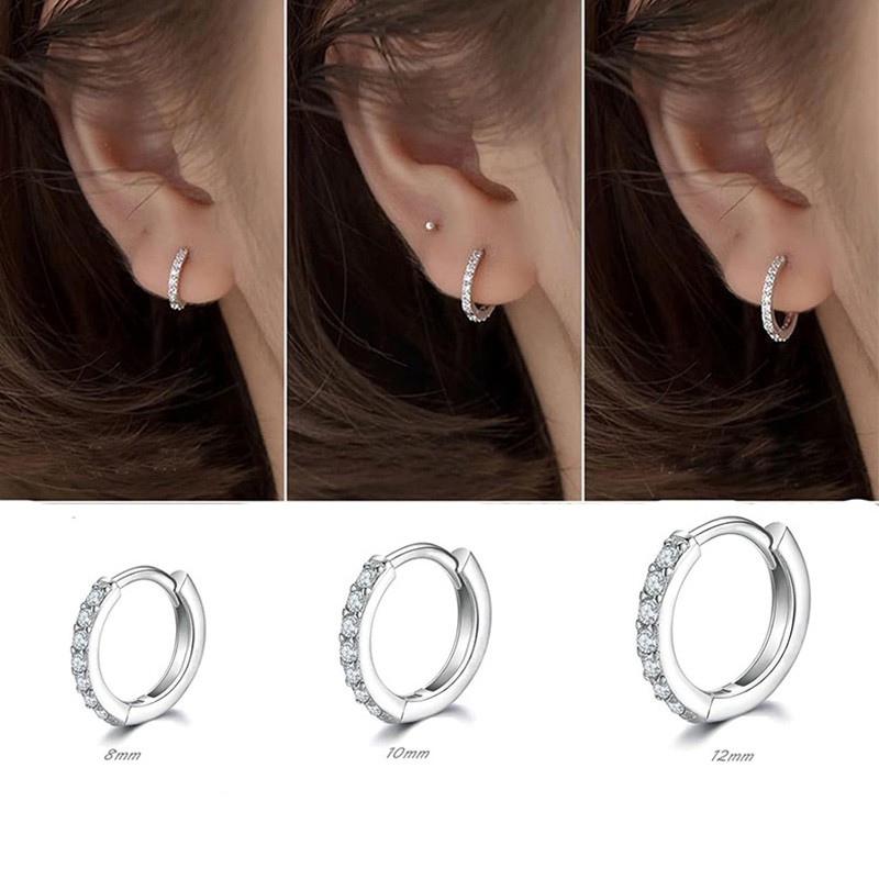 925 Sterling Silver Gold Plated Small Zirconia Huggie Hoop E 2
