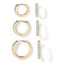 925 Sterling Silver Gold Plated Small Zirconia Huggie Hoop E 3