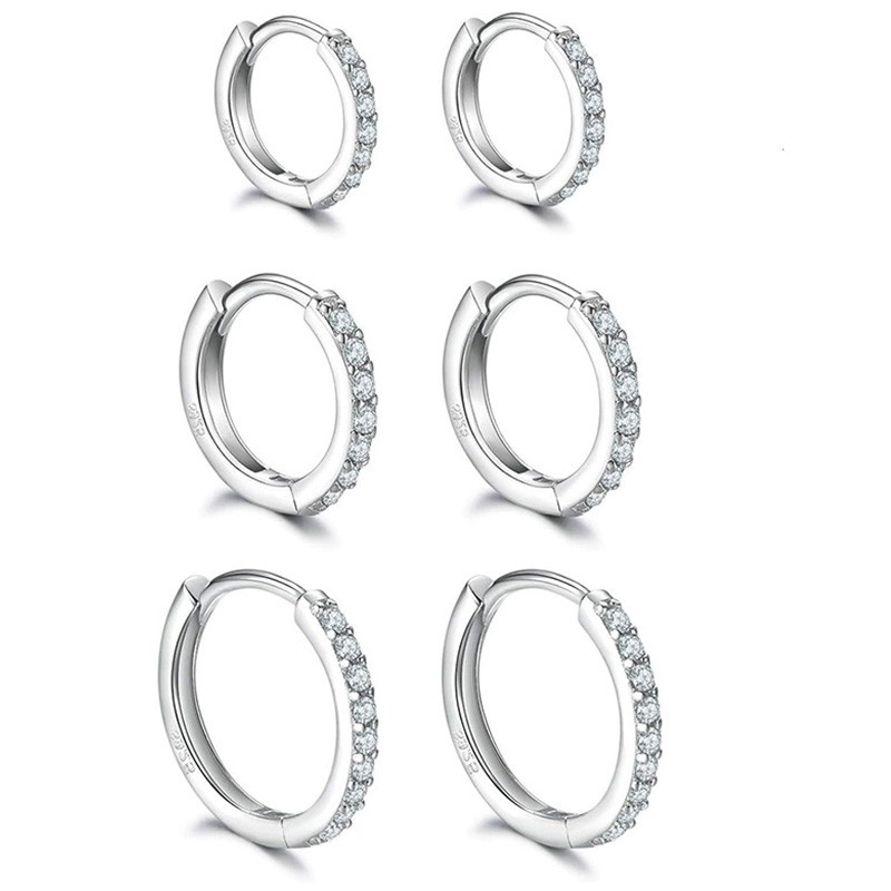 925 Sterling Silver Gold Plated Small Zirconia Huggie Hoop E 4