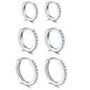 925 Sterling Silver Gold Plated Small Zirconia Huggie Hoop E 4