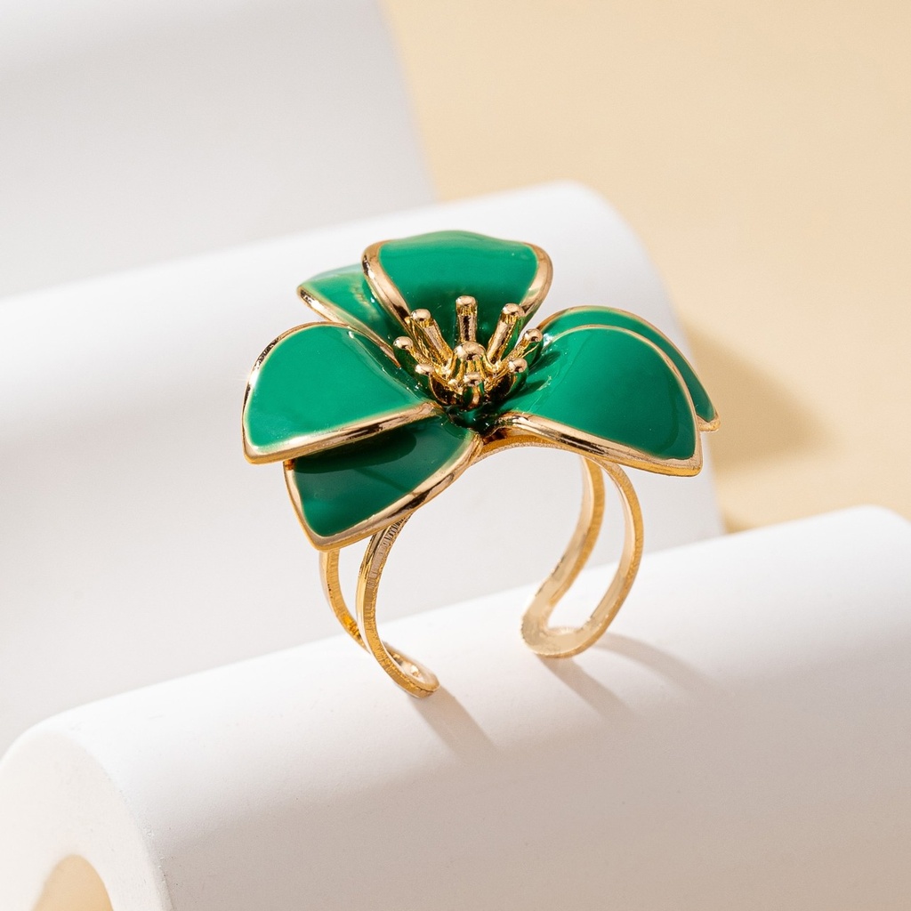 A Women's Open Ring with Flowers in Various Colors to Choose 5