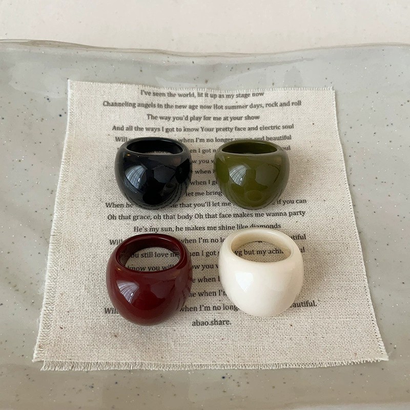 HangZhi 4pcs/set Vintage Irregular Geometric Resin Ring Set 5
