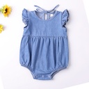 Baby Girls Rompers Toddler Ruffles Romper Cotton Denim Fly Sleeveless