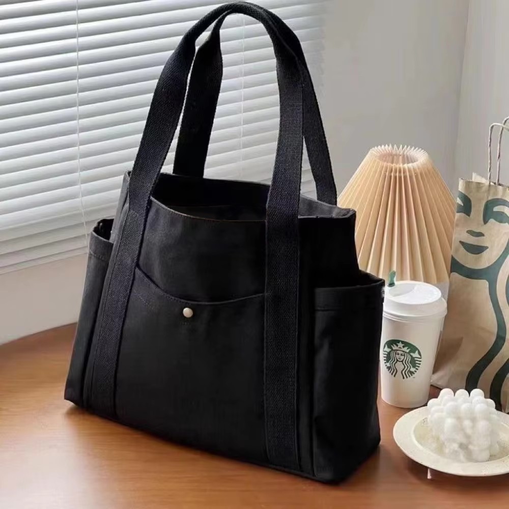 Large Capacity Canvas Tote Bags (Black)