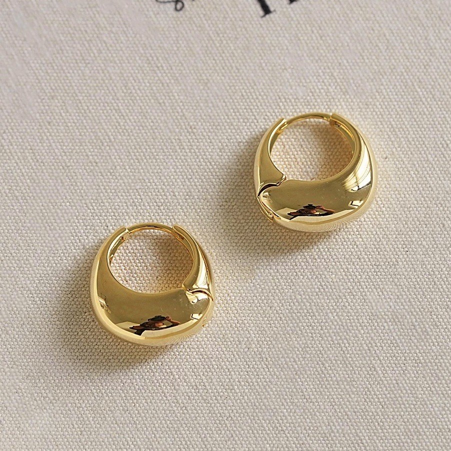 أقراط حلقية من الفضة الإسترلينية عيار 925  مع زركونيا للنساء والفتيات (Gold 04)