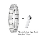 Stainless Steel Elastic Bracelet with Tool Italian Charm Link 9mm