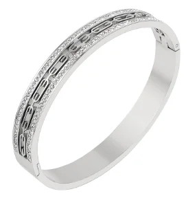 الفولاذ المقاوم للصدأ مع سوار زركونيا مجوهرات بسيطة (B14 Silver)