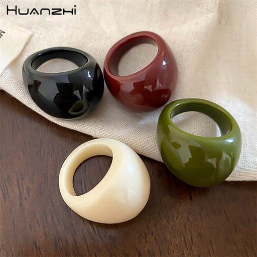 HangZhi 4 قطعة/المجموعة خمر غير النظامية هندسية الراتنج حلقة مجموعة